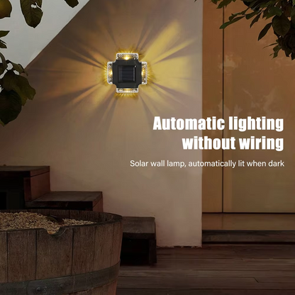 Waterproof LED Solar Wall Lamp Outdoor, Modern Up & Down Luminous Solar Light for Fence, Stairs, Garden & Yard