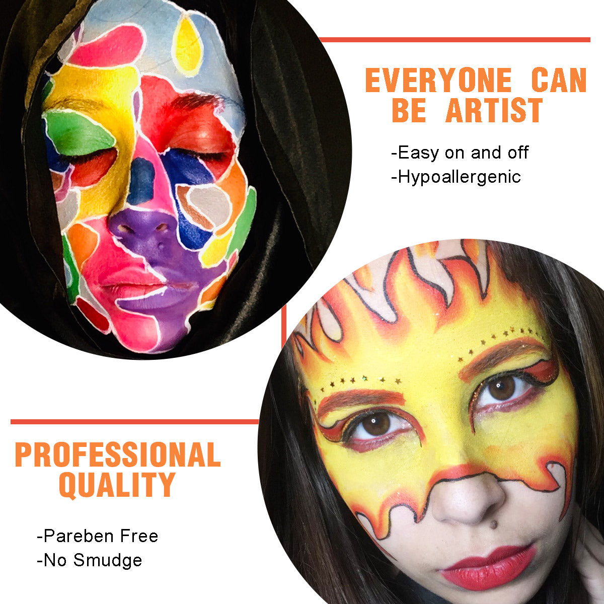 Professional Bowitzki 30g Face Paint Body Paint, Water Based Makeup for Kids and Adults, Safe Single Color Face Painting