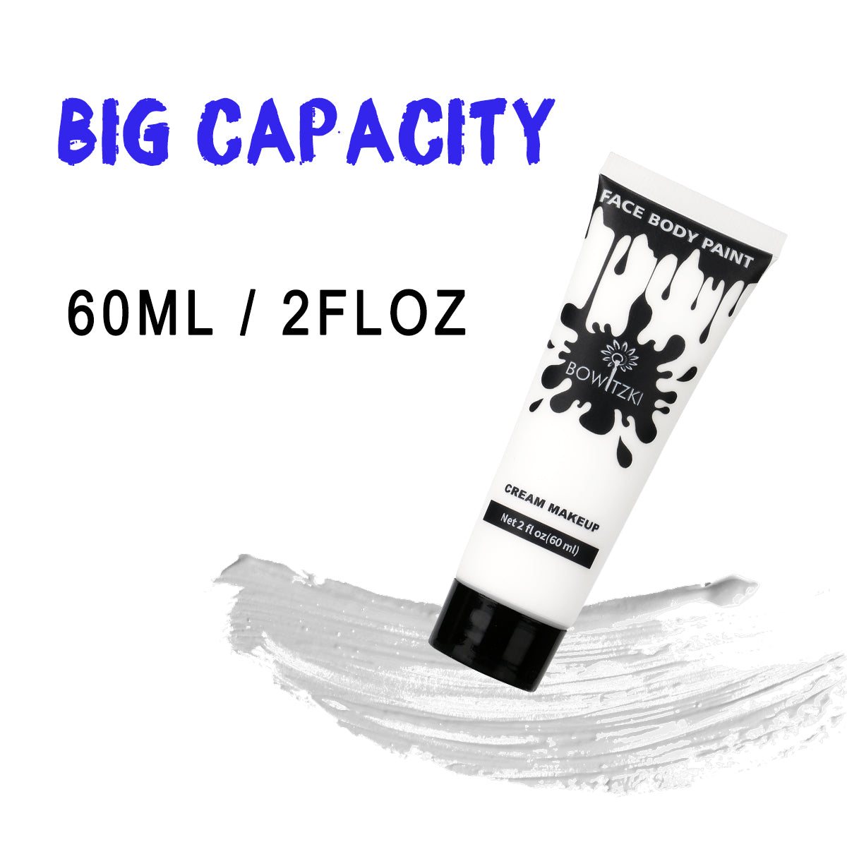 Bowitzki Face and Body Paint 2oz Cream, 60ml Water Based Makeup for Face Painting, Special Effects Adults Children