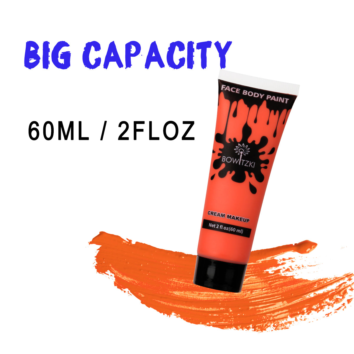 Bowitzki Face and Body Paint 2oz Cream, 60ml Water Based Makeup for Face Painting, Special Effects Adults Children