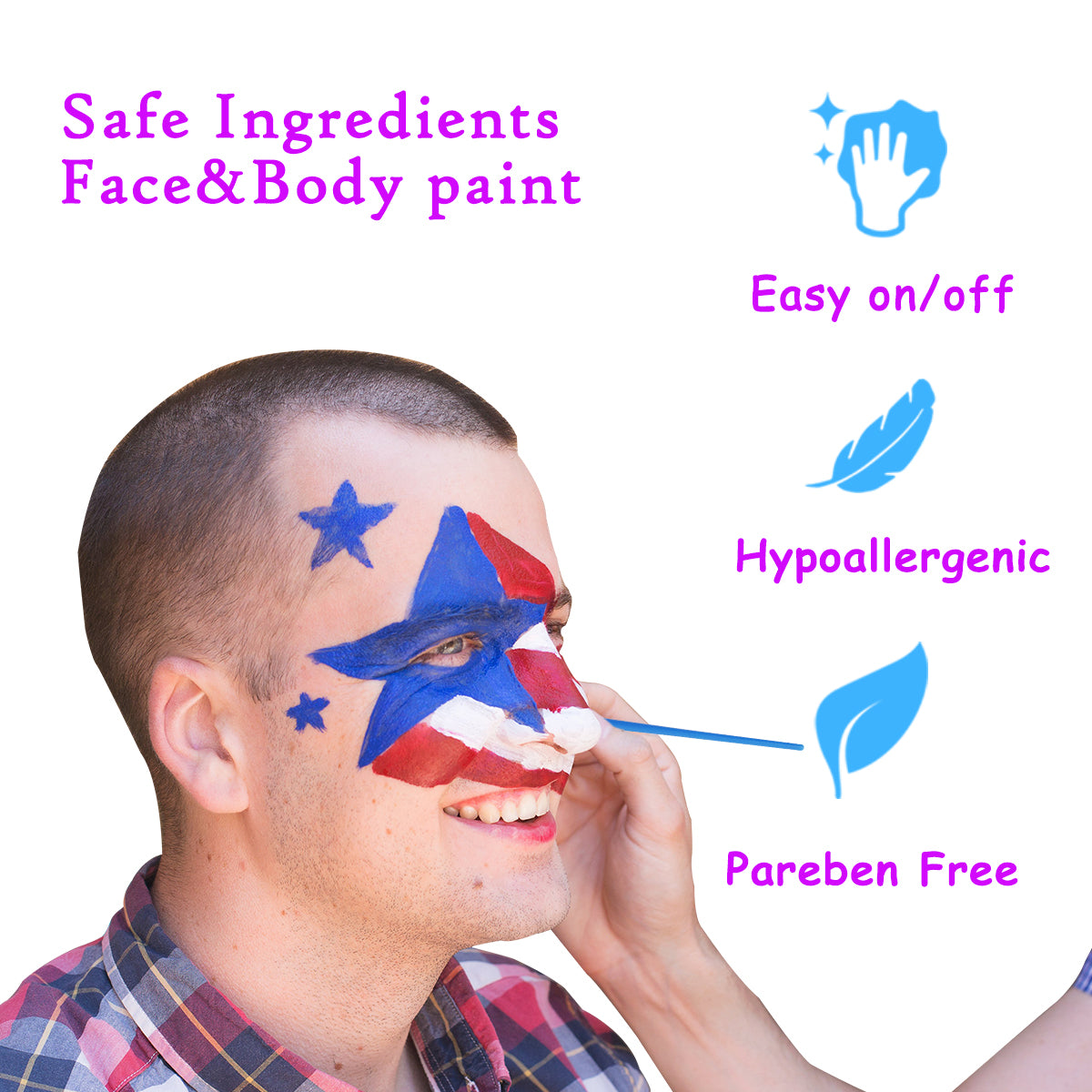 Bowitzki Face and Body Paint 2oz Cream, 60ml Water Based Makeup for Face Painting, Special Effects Adults Children