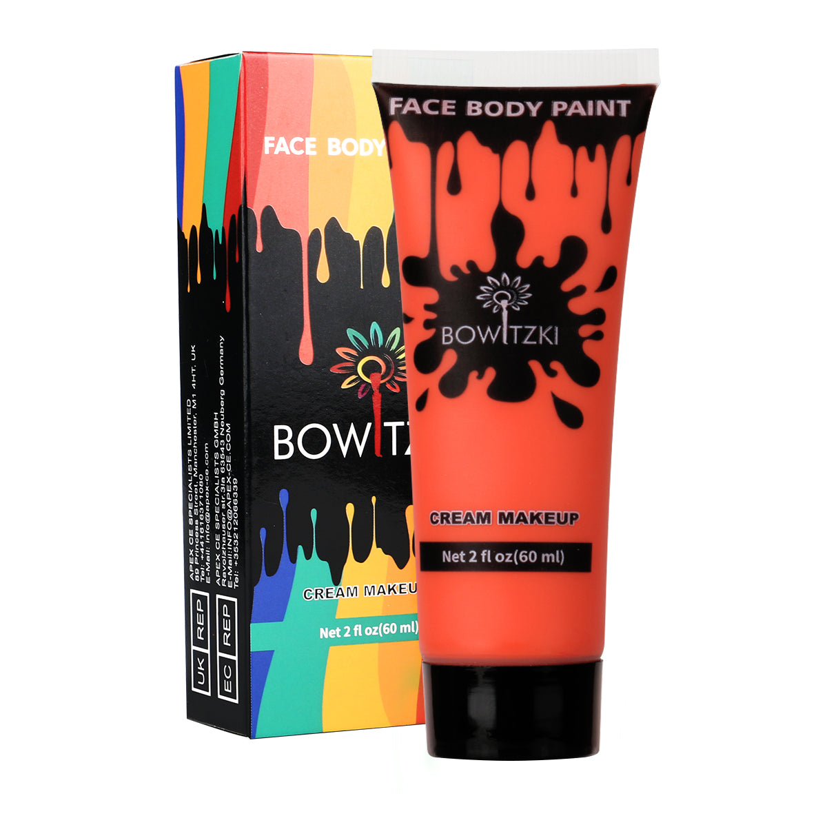 Bowitzki Face and Body Paint 2oz Cream, 60ml Water Based Makeup for Face Painting, Special Effects Adults Children
