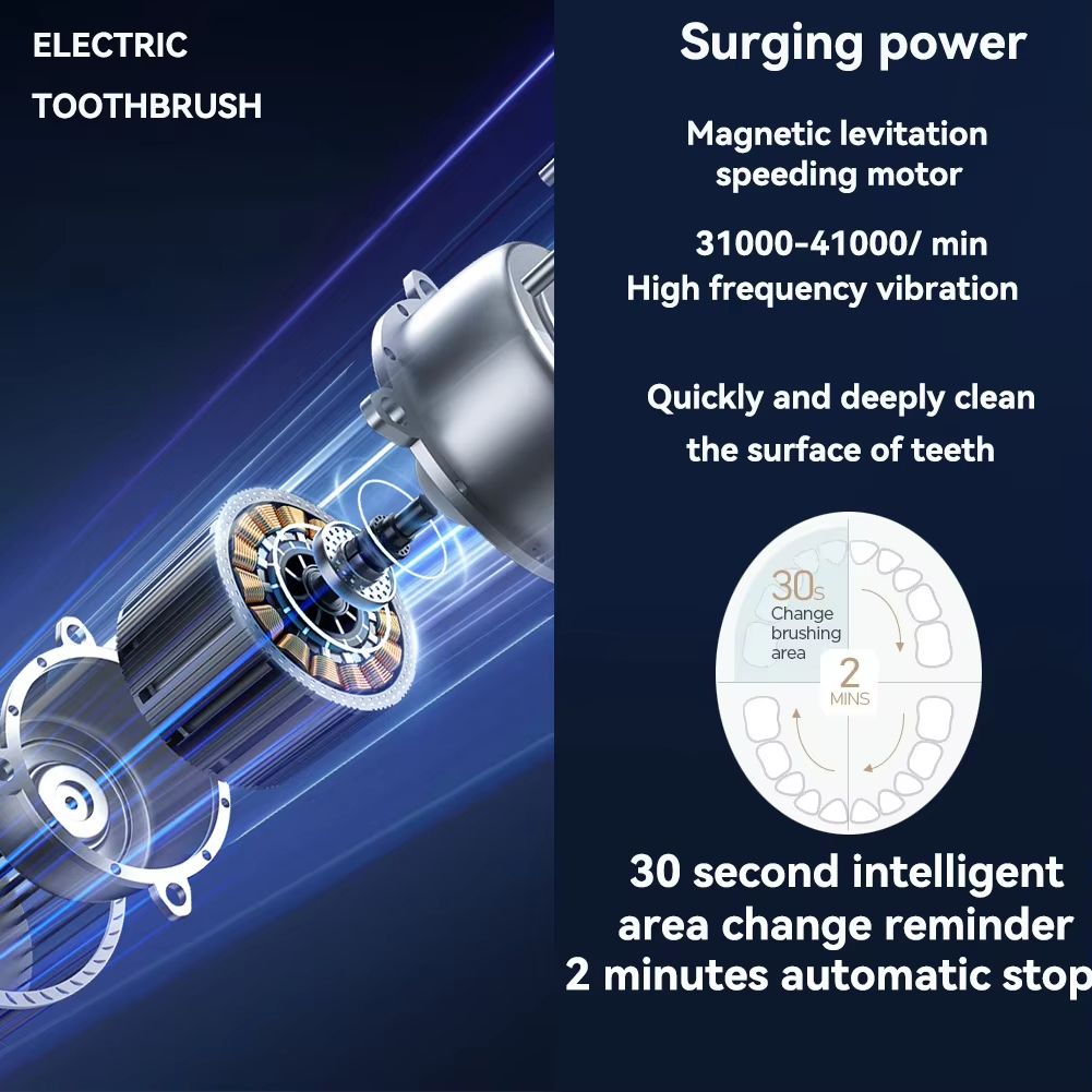 Rechargeable Sonic Electric Toothbrush  5 Modes 3 Intensity Levels  4 Replacement Brush Heads With  3