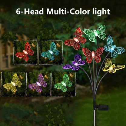 Waterproof Solar LED Lights Outdoor Garden Butterfly Sunlight Lamp with Heads for Lawn Landscape & Home Decoration