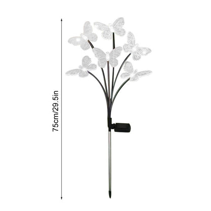 Waterproof Solar LED Lights Outdoor Garden Butterfly Sunlight Lamp with Heads for Lawn Landscape & Home Decoration