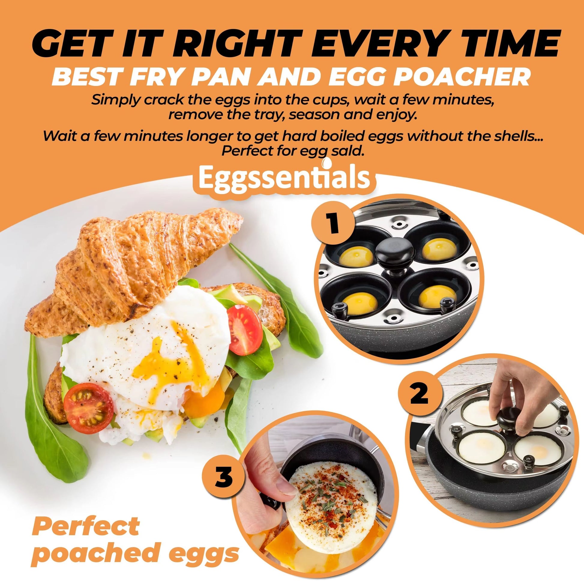 Stainless Steel Egg Poacher Pan  6Cup Nonstick Poached Egg Maker With Silicone Cups  Spatula 4