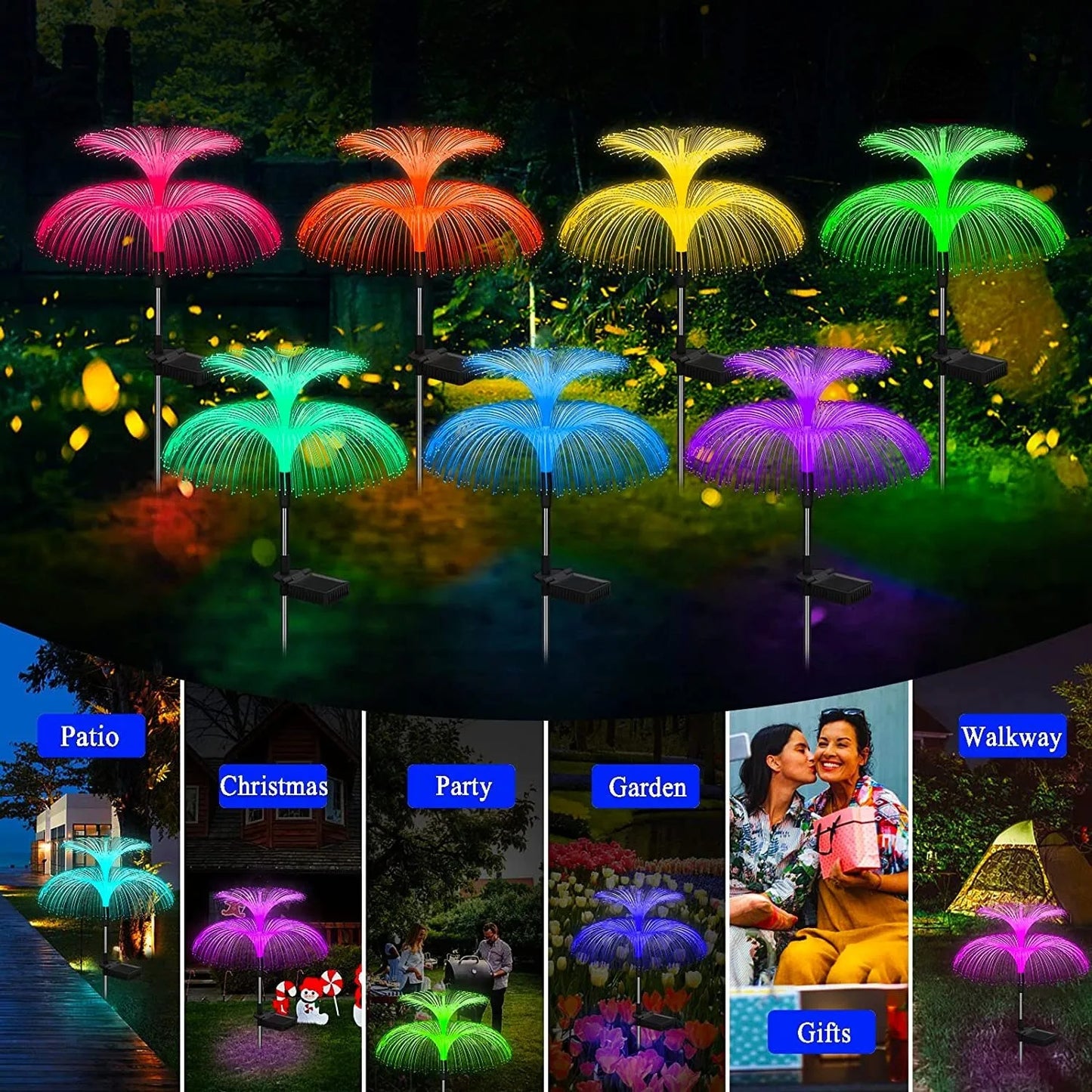 Waterproof 7Color Changing Outdoor Lamp Solar Jellyfish Lights for Garden Pathway Lawn Landscape Decor