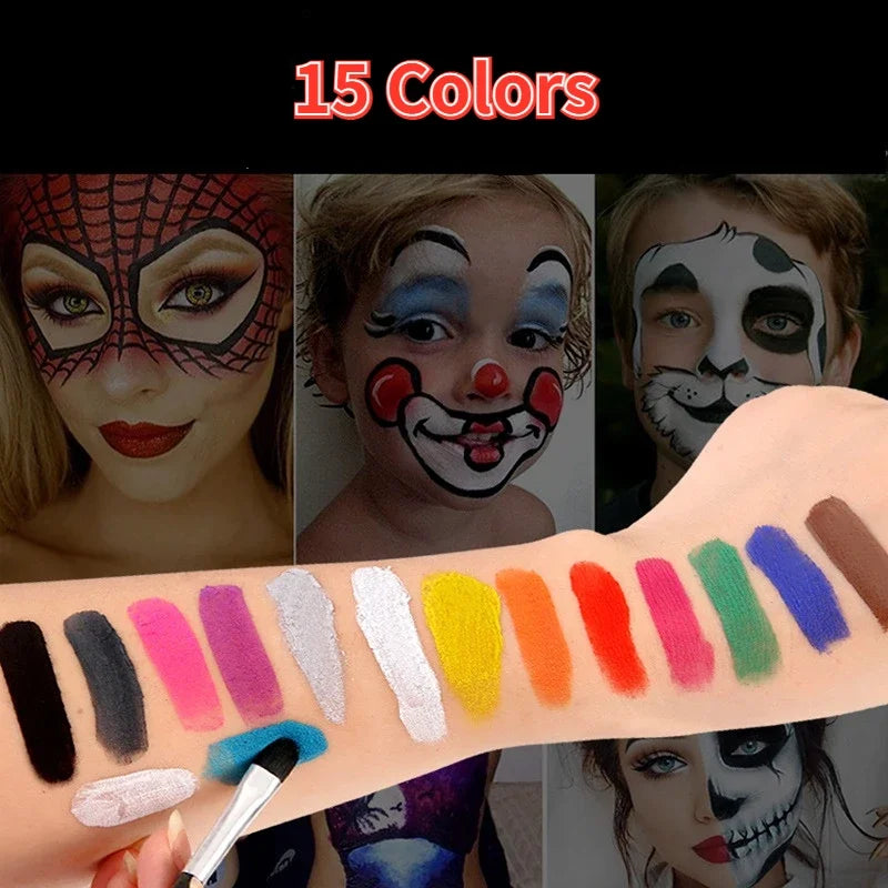 15Colors Face Painting Kit Body Makeup Non Toxic Paint Oil With Brush For Fancy Dress Halloween Chr 1