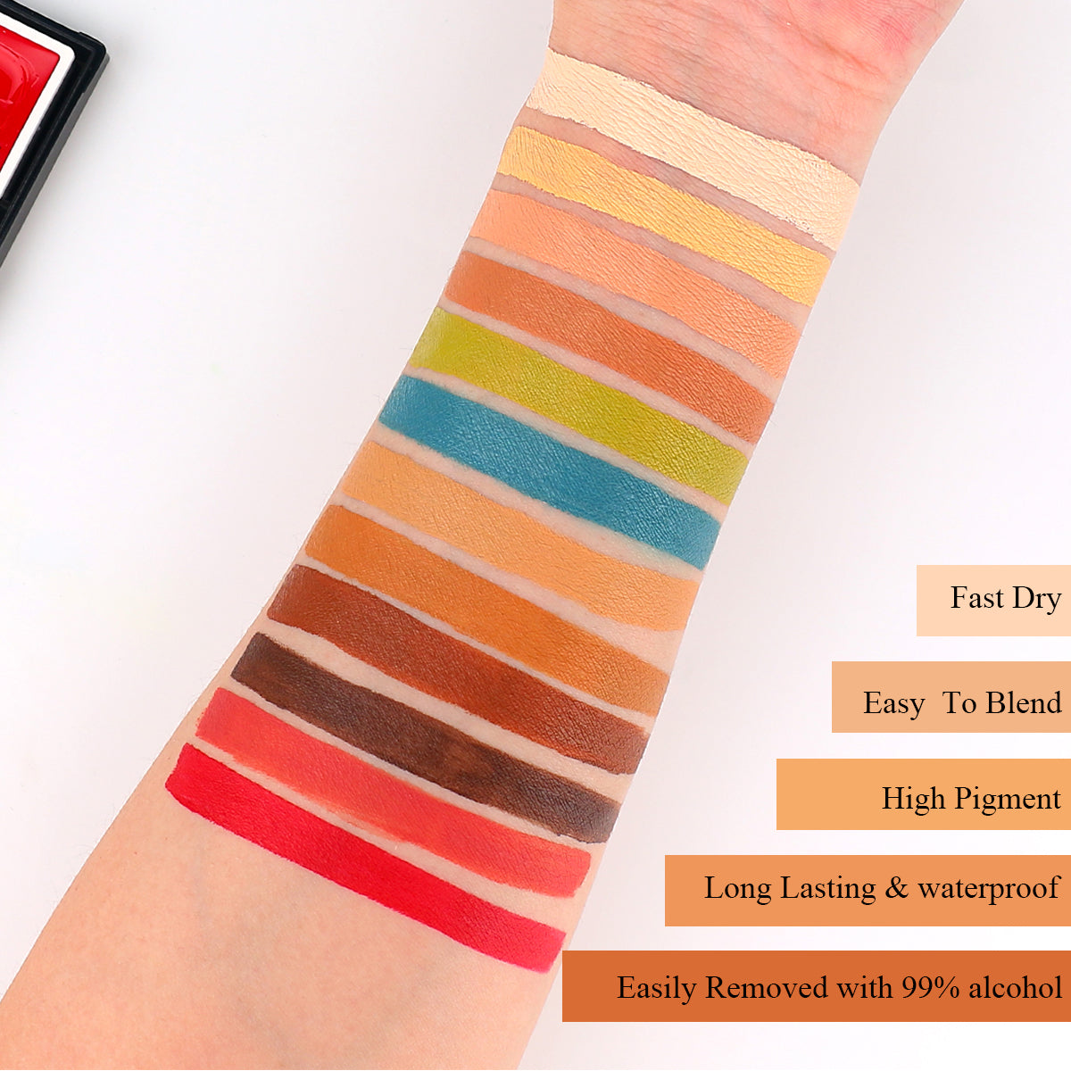 Depvision Alcohol Activated Face Paint, SFX Makeup 12 Color Palette, Waterproof Special Effects Bruise Kit for Artists