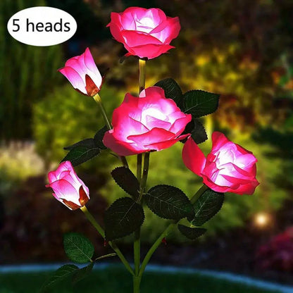 Outdoor Solar Lights Decorative Rose Flower Garden Lamp Heads Lawn Light for Patio, Yard & Garden Decor