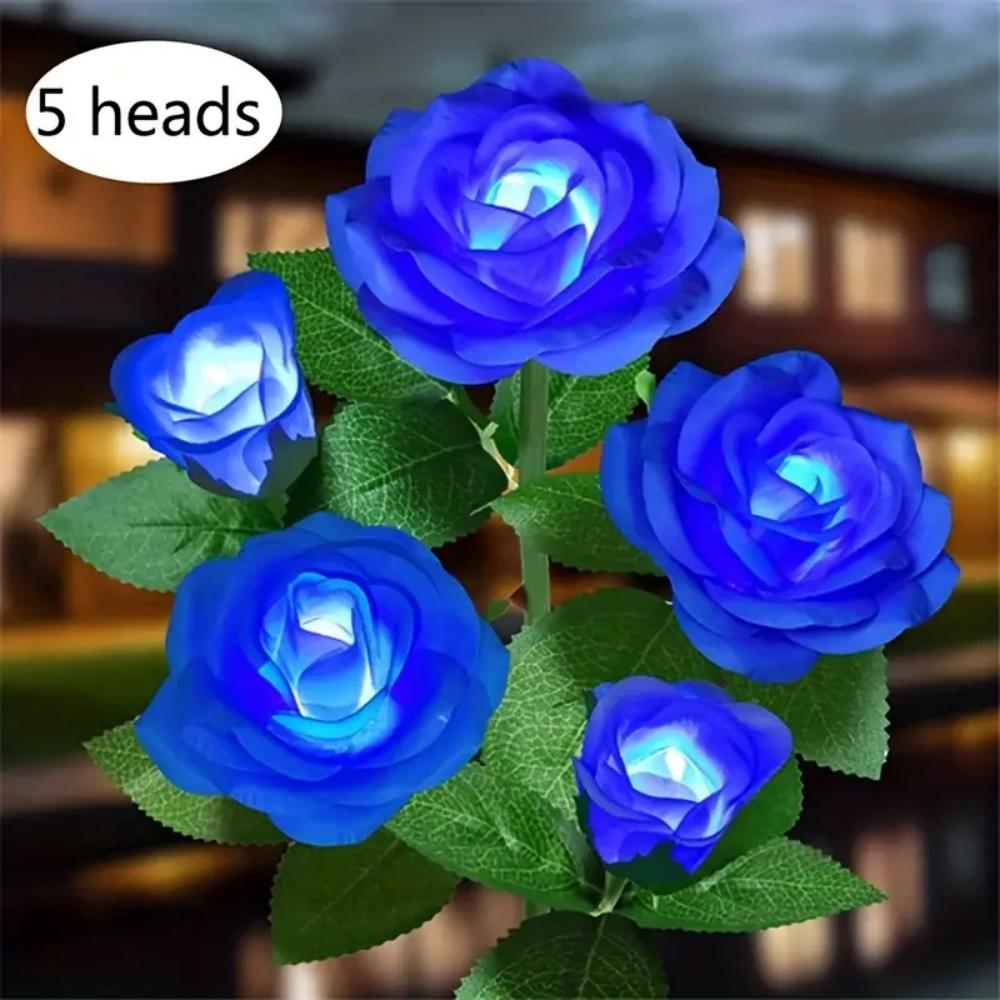 Outdoor Solar Lights Decorative Rose Flower Garden Lamp Heads Lawn Light for Patio, Yard & Garden Decor