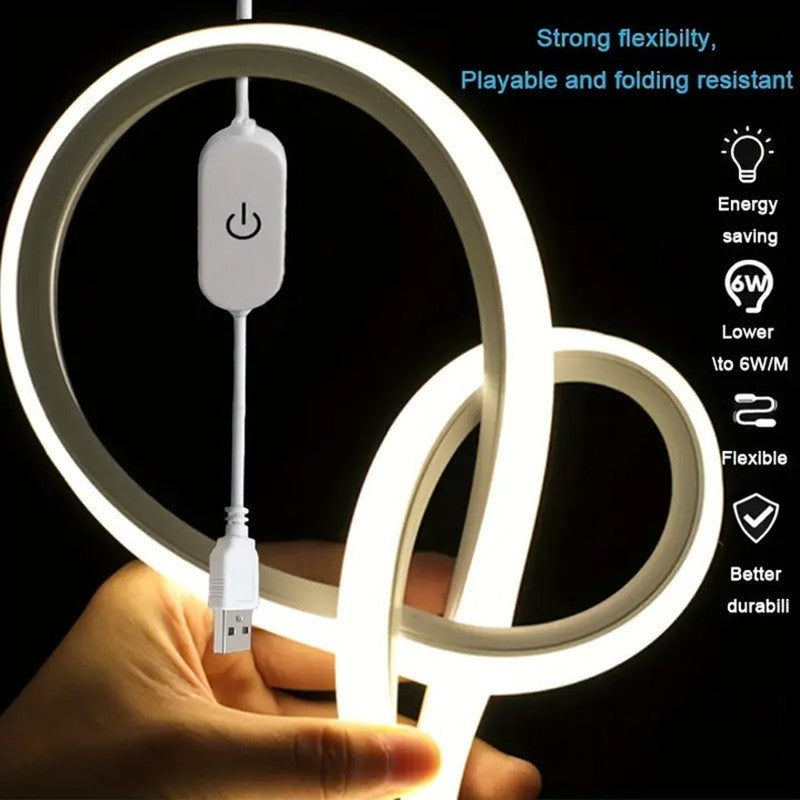 Flexible LED Strip Neon Light USB DC Dimmable, Waterproof Silicone Neon Sign Tape with Touch Sensor Switch, LED Lighting
