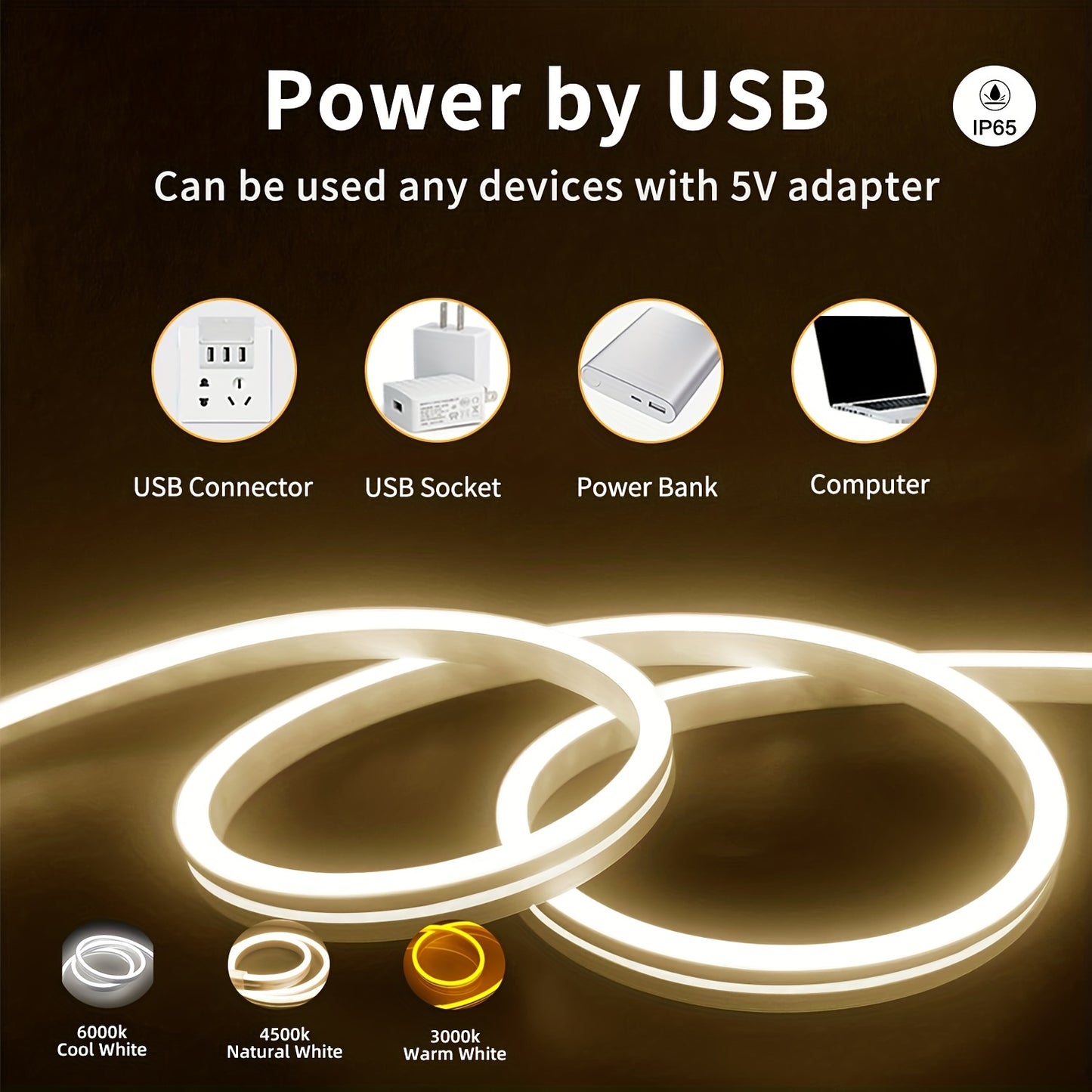 Flexible LED Strip Neon Light USB DC Dimmable Waterproof Silicone Neon Sign Tape With Touch Sensor  2