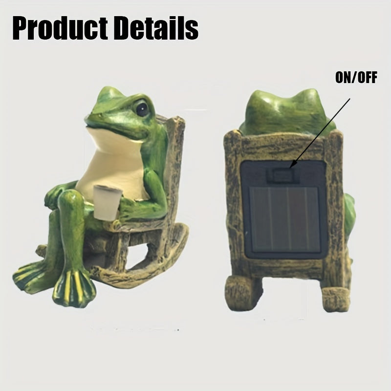 Solar Powered Frog Garden Statue With Lights Mini Outdoor  Indoor Decor Perfect Holiday Gift For Ha 6