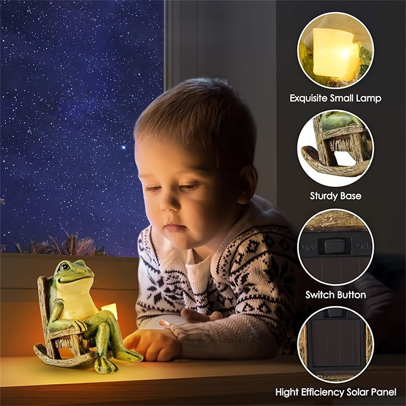 Solar Powered Frog Garden Statue With Lights Mini Outdoor  Indoor Decor Perfect Holiday Gift For Ha 3