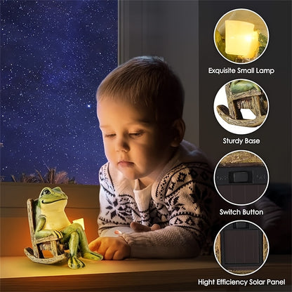 Solar Powered Frog Garden Statue With Lights Mini Outdoor  Indoor Decor Perfect Holiday Gift For Ha 3
