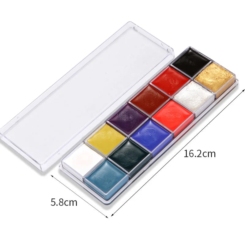 12 Color Face Body Art Painting Palette Body Painting Drama Clown Makeup Halloween Christmas Party  1