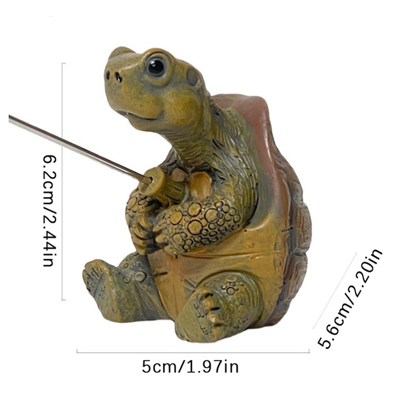 Resin Turtle Figurine Creative Rope Fishing Turtle Statue Cute Simulation Animal Sculpture Ornament 5