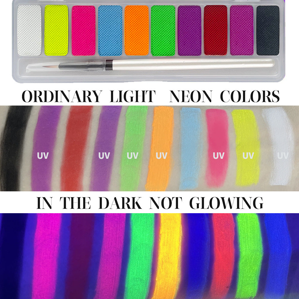 Professional Neon Face Paint and Body Paint, 9 Fluorescent Colors Makeup, UV Facial Paint Glow in the Dark
