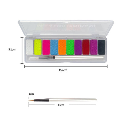 Professional Neon Face Paint and Body Paint, 9 Fluorescent Colors Makeup, UV Facial Paint Glow in the Dark