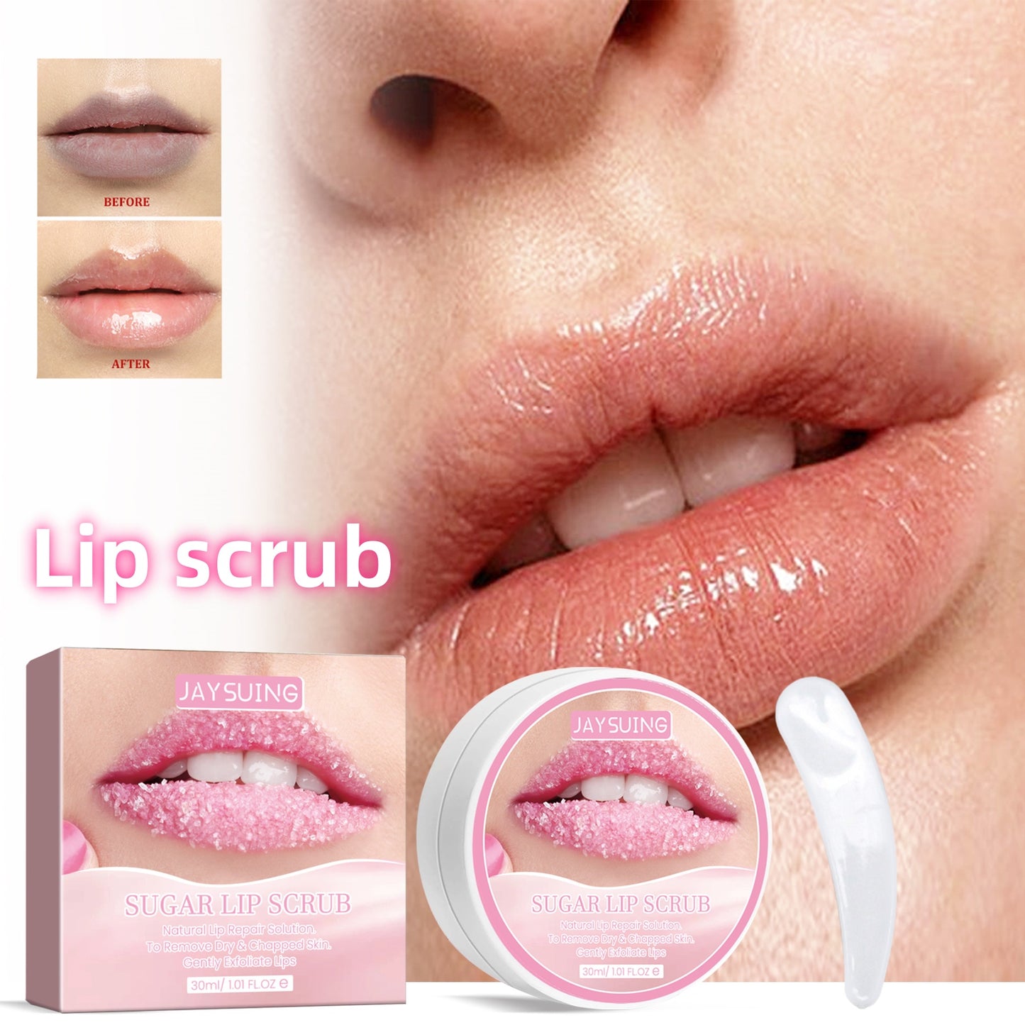 Lip Scrub for Dark Lips, Removes Dead Skin, Exfoliates and Moisturizes, Reduces Lip Wrinkles, Natural Lip Care Treatment