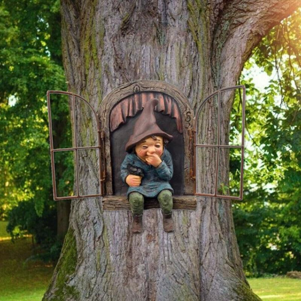 Outdoor Creative Garden Statue Elf Go Out Tree Hug Yard Sculpture For Home Porch  Garden Decoration 2