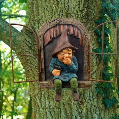 Outdoor Creative Garden Statue Elf Go Out Tree Hug Yard Sculpture for Home, Porch & Garden Decoration
