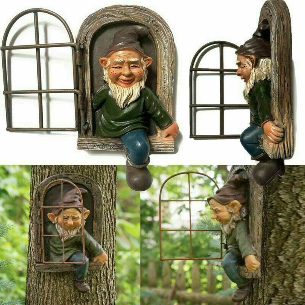 Outdoor Creative Garden Statue Elf Go Out Tree Hug Yard Sculpture For Home Porch  Garden Decoration 5