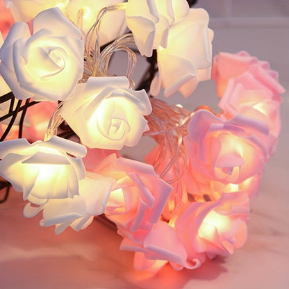 Romantic Lights LED Rose String Lights White & Pink for Bedroom, Garden & Party Decoration Night Light