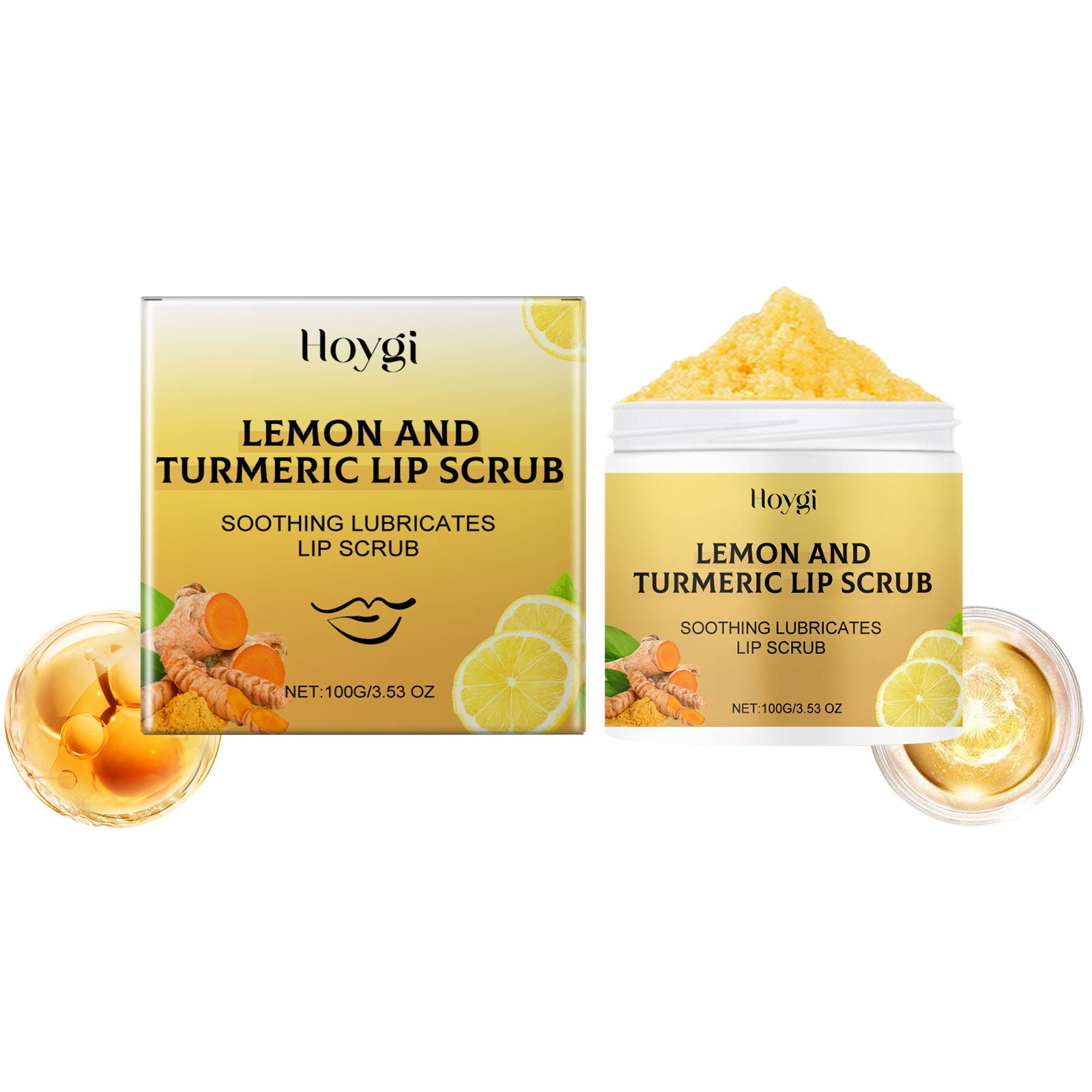 Turmeric Lip Scrub for Exfoliating Dead Skin Removal, Fade Lip Lines Reduce Melanin, Moisturizing Nourishing Lip Care