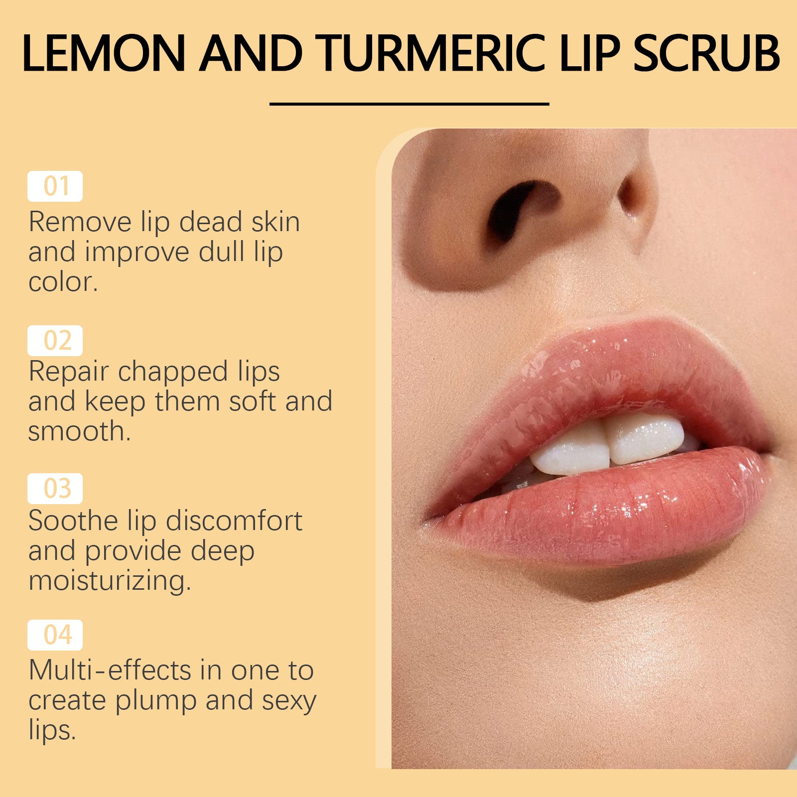 Turmeric Lip Scrub For Exfoliating Dead Skin Removal Fade Lip Lines Reduce Melanin Moisturizing Nou 3