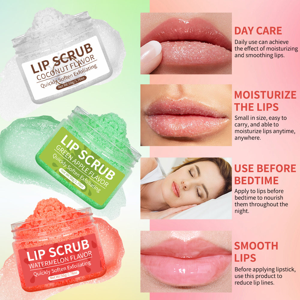 Hllozzi 50g Lip Scrub Jojoba Oil Vitamin C, Hydrating Moisturizing, Gentle Non Irritating Lip Exfoliator Watermelon