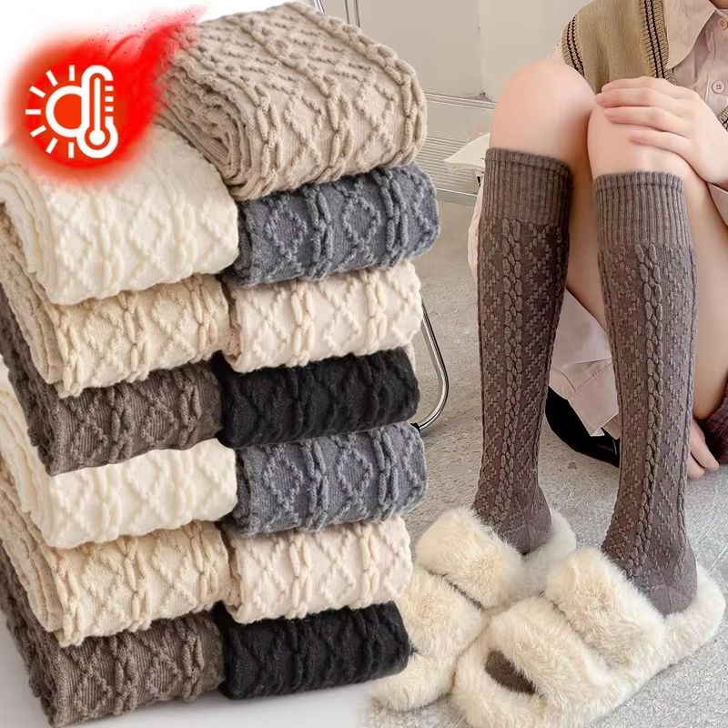 Women's Wool Thigh-High Socks – Cozy Over-the-Knee Cotton Blend Stockings for Winter & Casual Wear