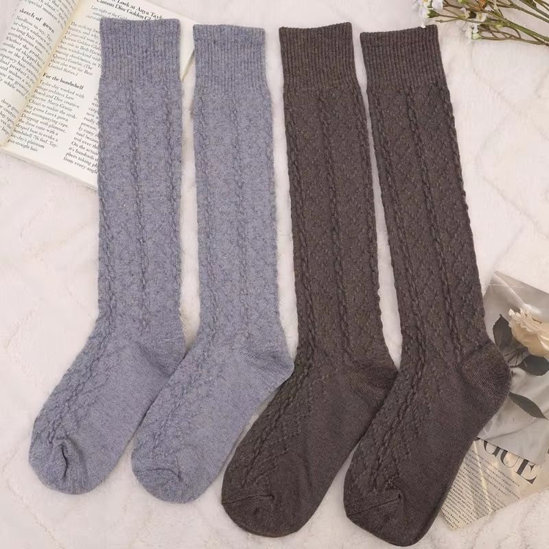 Womens Wool ThighHigh Socks  Cozy OvertheKnee Cotton Blend Stockings For Winter  Casual Wear 5