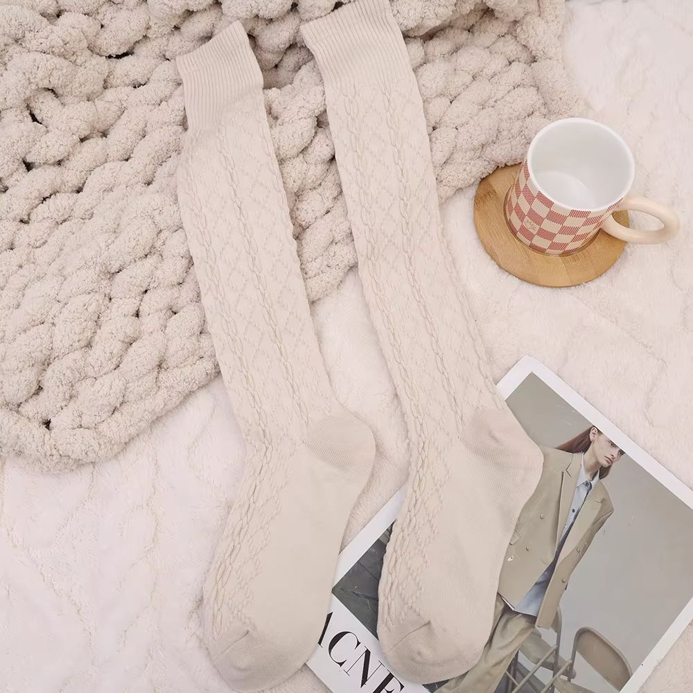 Womens Wool ThighHigh Socks  Cozy OvertheKnee Cotton Blend Stockings For Winter  Casual Wear 7