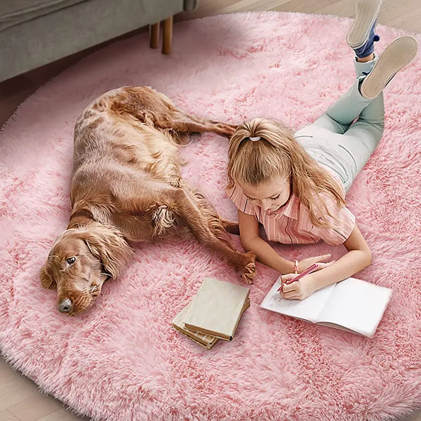 Fluffy White Round Rug Mat Super Soft Plush Carpets For Bedroom Living Room Kid Room Salon Thick Pi 3