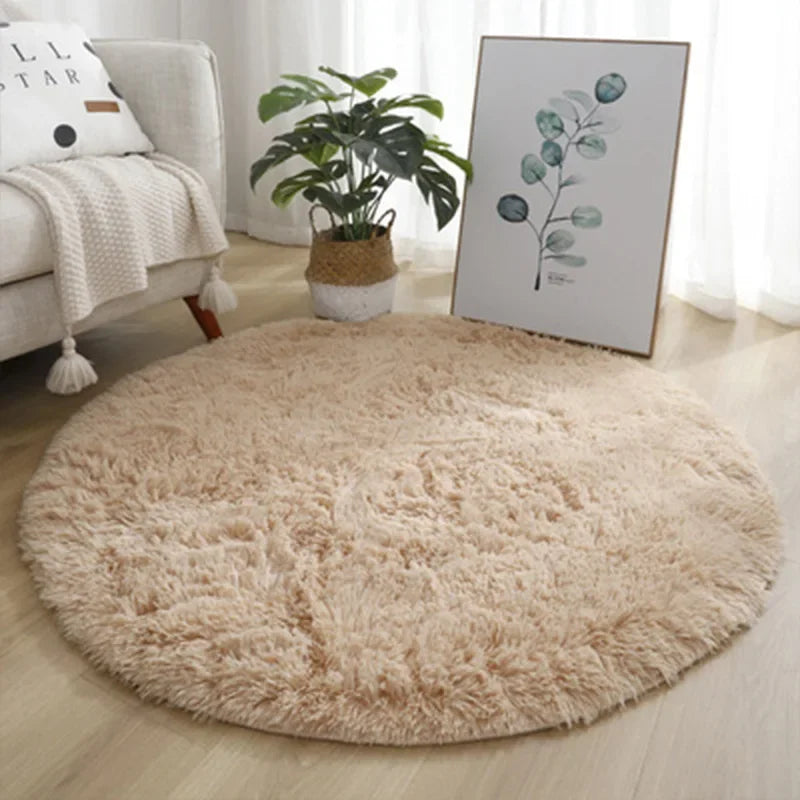 Fluffy White Round Rug Mat Super Soft Plush Carpets For Bedroom Living Room Kid Room Salon Thick Pi 7