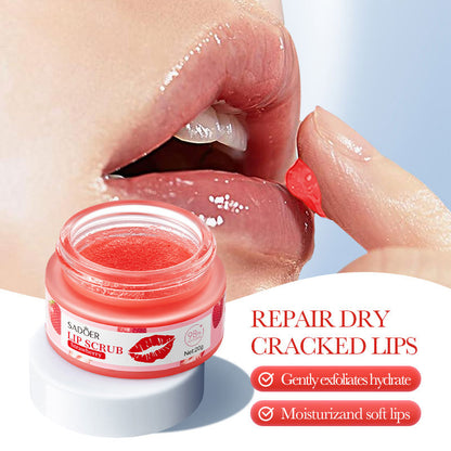 Strawberry Lip Scrub by SADOER Fruit Series, Removes Dead Skin, Moisturizes, Brightens Lip Color, Soft Pink Lips
