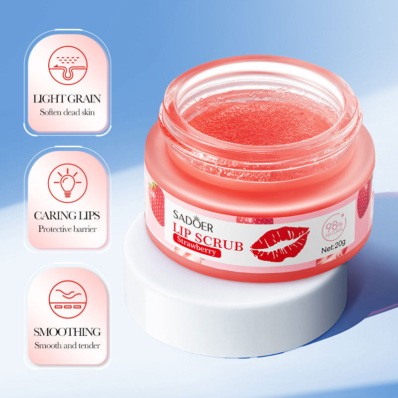 Strawberry Lip Scrub By SADOER Fruit Series Removes Dead Skin Moisturizes Brightens Lip Color Soft  1