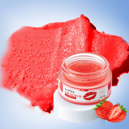 Strawberry Lip Scrub By SADOER Fruit Series Removes Dead Skin Moisturizes Brightens Lip Color Soft  2