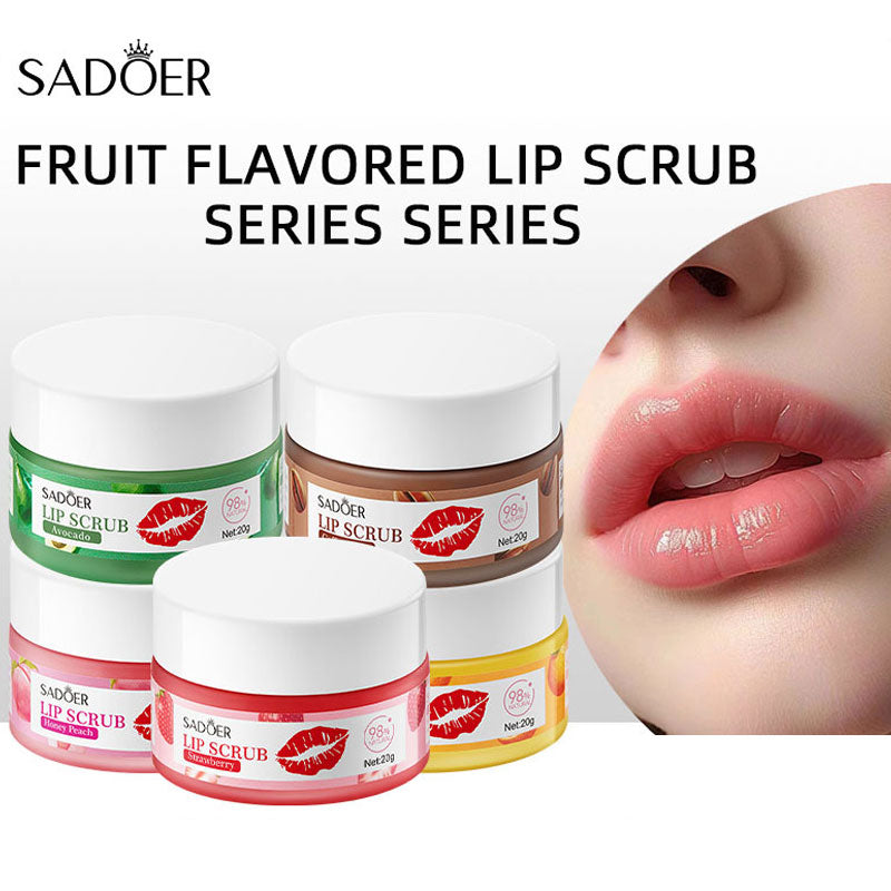 Strawberry Lip Scrub By SADOER Fruit Series Removes Dead Skin Moisturizes Brightens Lip Color Soft  3