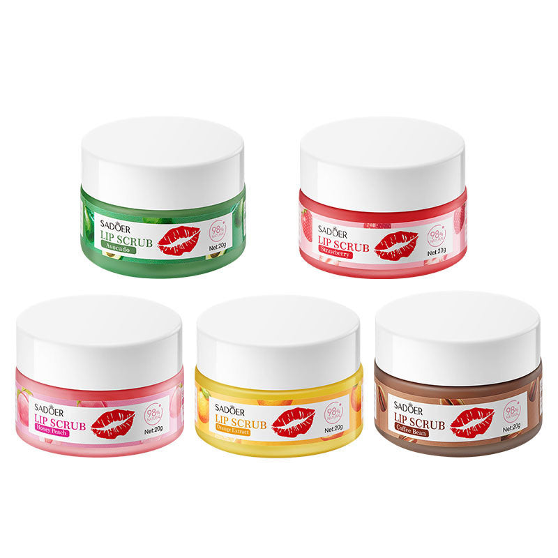 Strawberry Lip Scrub By SADOER Fruit Series Removes Dead Skin Moisturizes Brightens Lip Color Soft  4