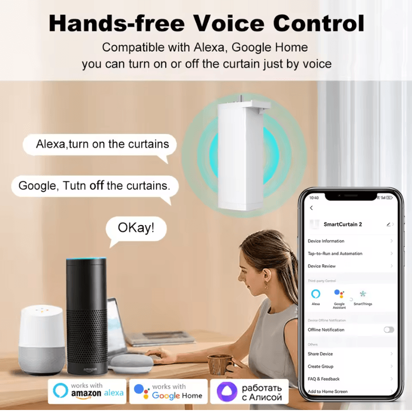 Tuya Smart Zigbee WiFi Curtain Motor Silent Electric Shutter Motor With Remote And App Control 1