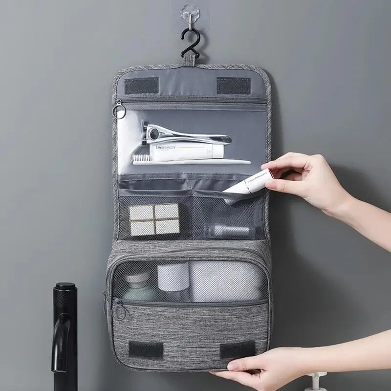 1PC Oxford Fabric Hanging Travel Wash Bag, Waterproof Toiletries Organizer for Men, Women, Portable Cosmetic Storage