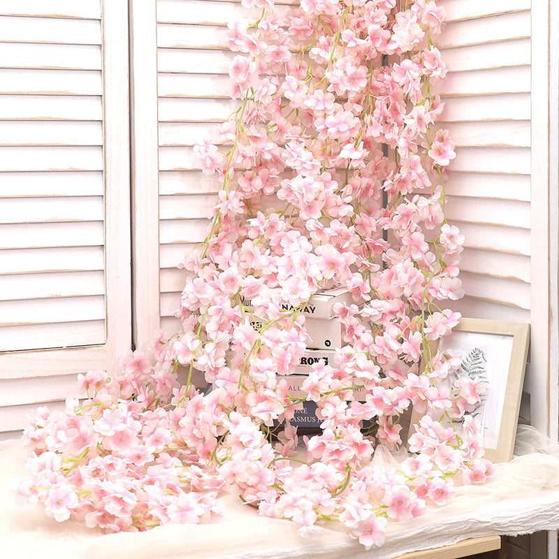 Artificial Sakura Flowers Vine for Wedding Garden Rose Arch, Home Party Decoration, Bridal Fake Silk Scrapbook Plants