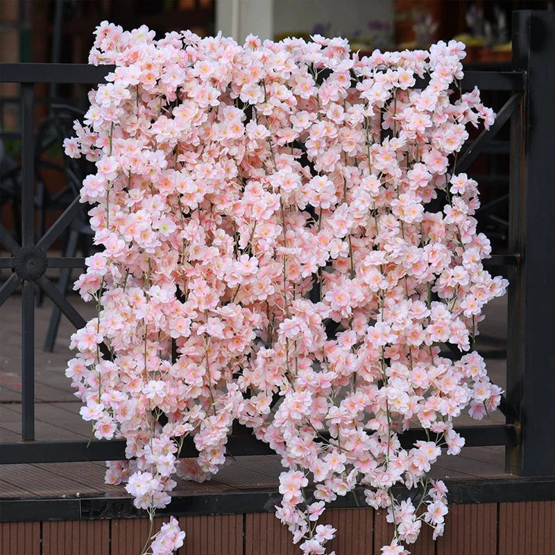 Artificial Sakura Flowers Vine For Wedding Garden Rose Arch Home Party Decoration Bridal Fake Silk