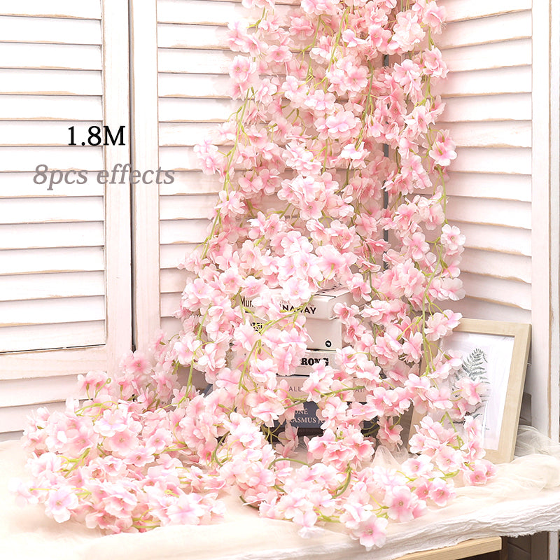 Artificial Sakura Flowers Vine For Wedding Garden Rose Arch Home Party Decoration Bridal Fake Silk