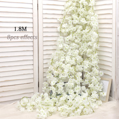 Artificial Sakura Flowers Vine For Wedding Garden Rose Arch Home Party Decoration Bridal Fake Silk