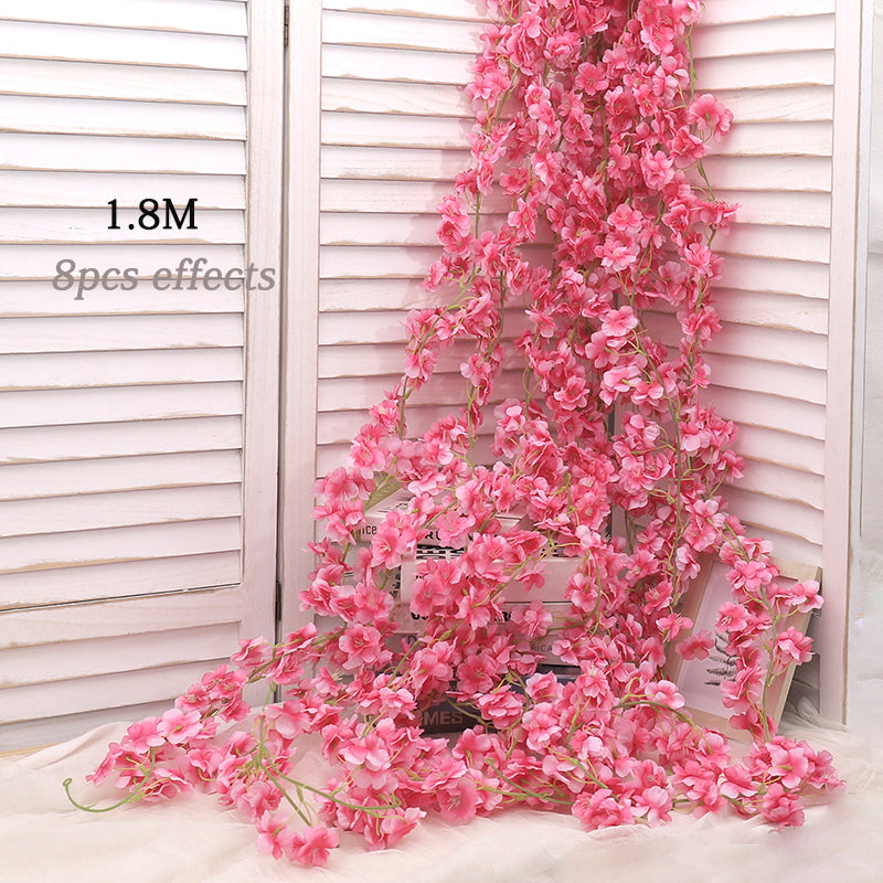 Artificial Sakura Flowers Vine For Wedding Garden Rose Arch Home Party Decoration Bridal Fake Silk
