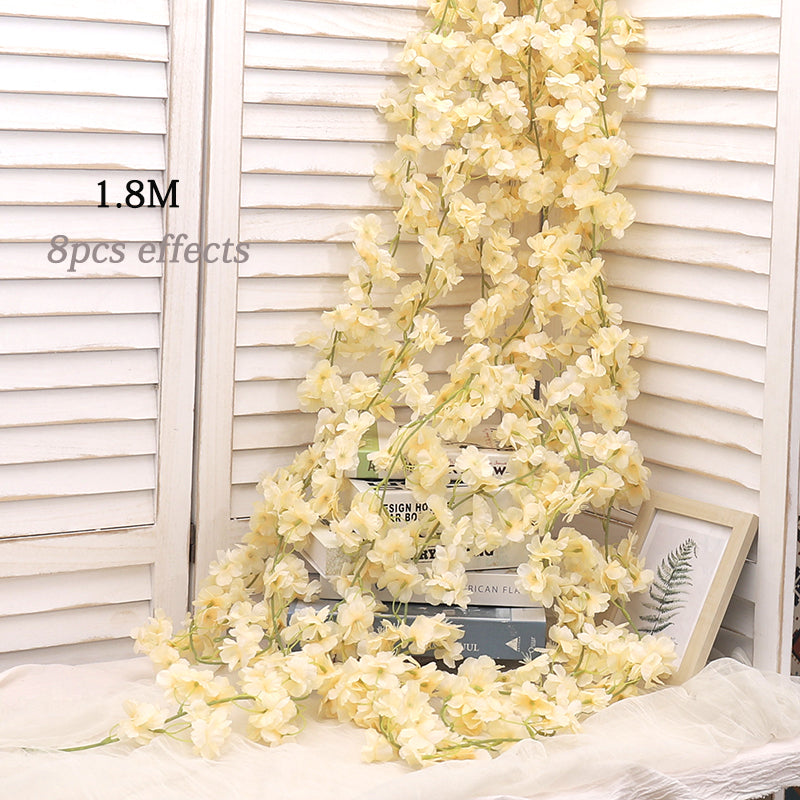 Artificial Sakura Flowers Vine For Wedding Garden Rose Arch Home Party Decoration Bridal Fake Silk